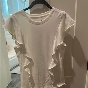 GAP Women's White Ruffle Sleeve Top